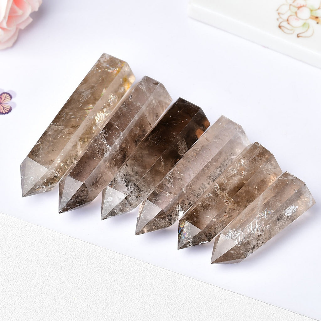 Natural Crystal Tea Quartz Raw Stone Office Decor