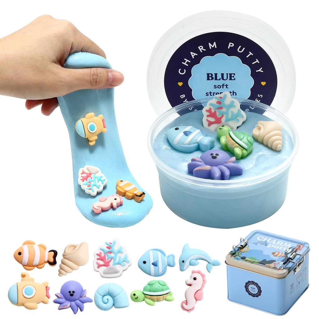 Special Supplies Sensory Therapy Putty for Kids and Adults with Cute Charms Resistive Hand Exercise Stress Relief Therapy Putty (Sea)