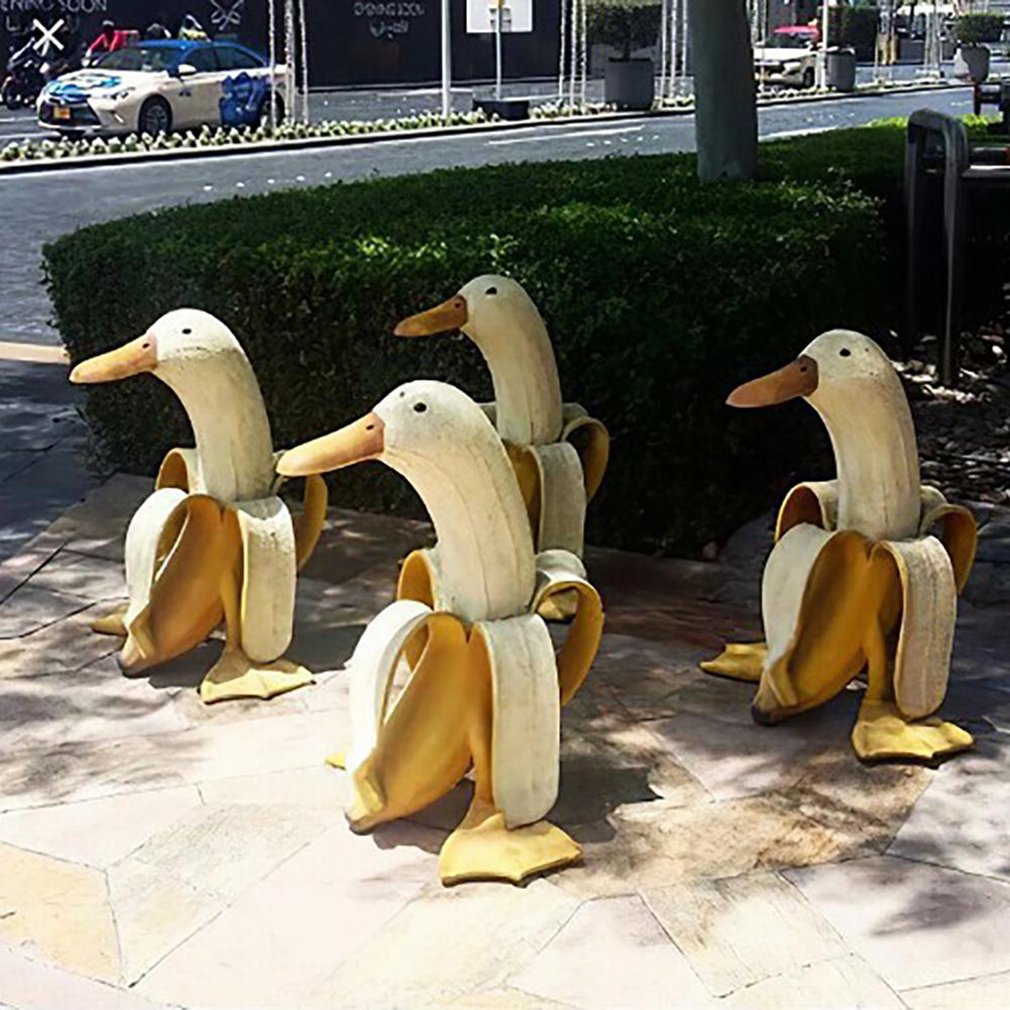Vintage Banana Duck Garden Decor Sculpture for Home