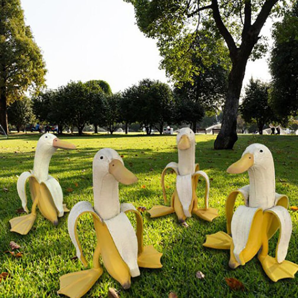 Vintage Banana Duck Garden Decor Sculpture for Home
